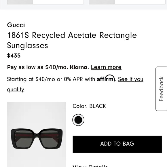 Gucci Black Rectangle Sunglasses - Picture 1 of 3